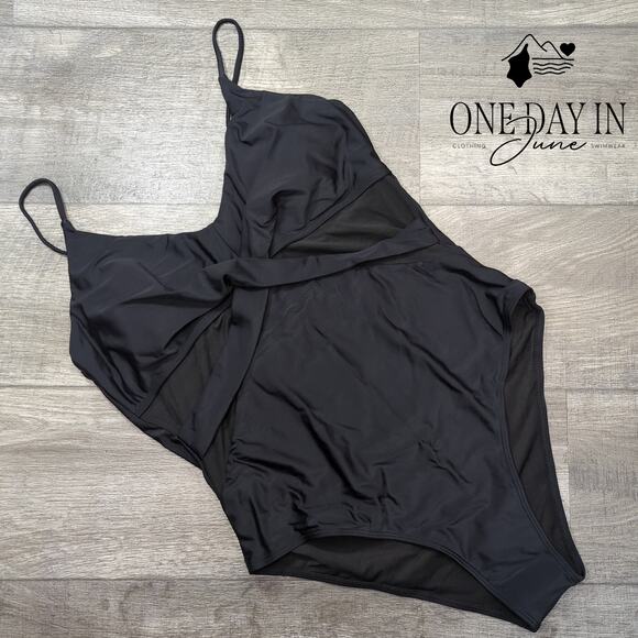 Zaful Cross Front Mesh One Piece Swimsuit Size XL - Picture 1 of 5